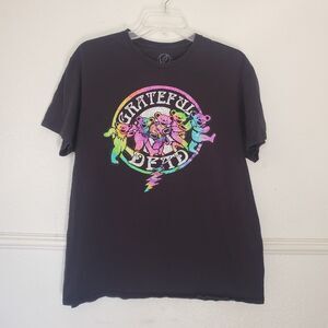 Grateful Dead Dancing Bears Rainbow Black T-Shirt Men's Size L 2022 Stealie